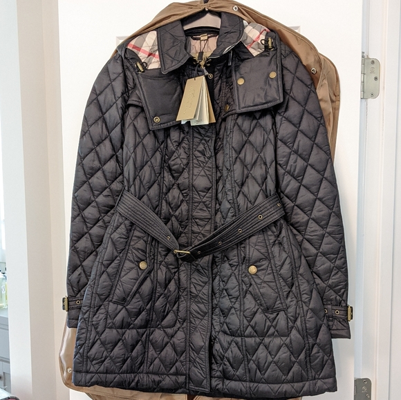Burberry Finsbridge Long Quilted Black Jacket NWT - Picture 2 of 16